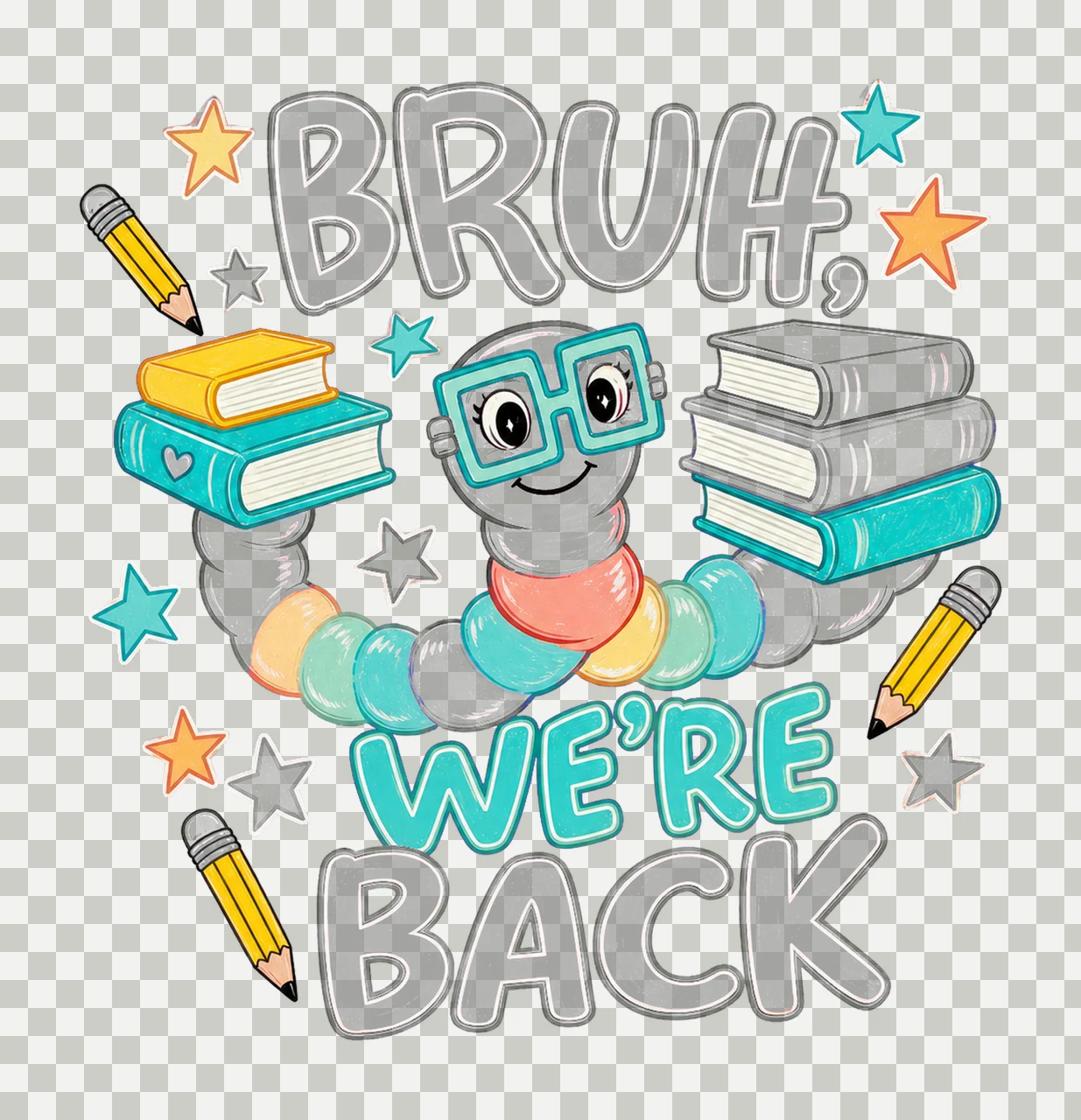 Book Lover Reading Worm Preppy sublimation Variation C transparency and detail preview thumbnail