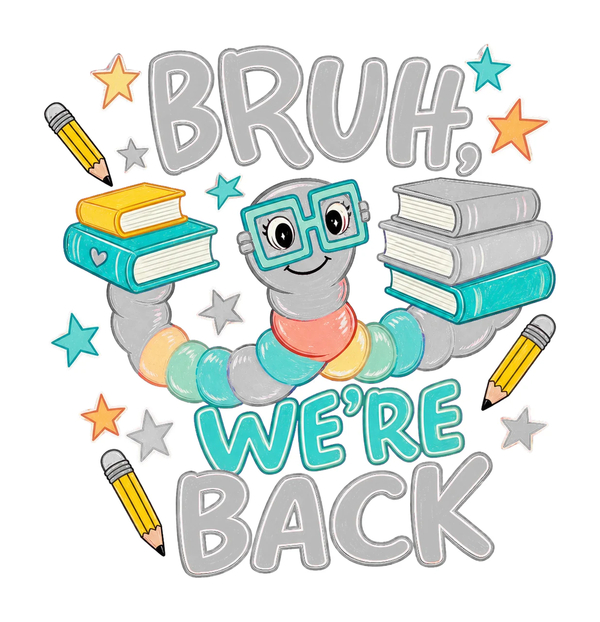 Book Lover Reading Worm Preppy sublimation Variation C
