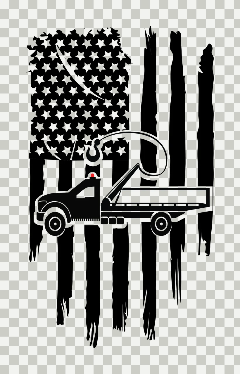 Tow Flag Truck Silhouette On Design black white plain vehicle transparency and detail preview thumbnail