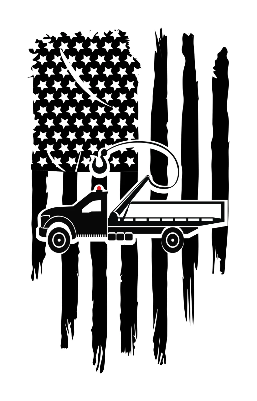 Tow Flag Truck Silhouette On Design black white plain vehicle