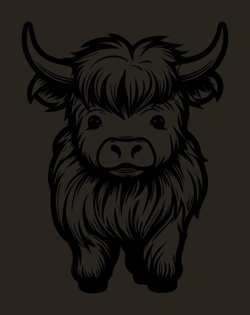 Shaggy Animal With Horns fur black plain 55 F16 Highland Cow 2 contrast preview thumbnail