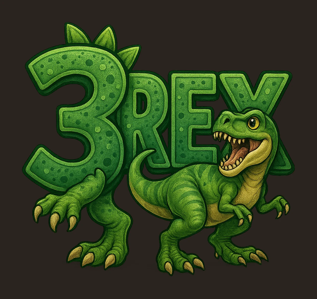 Three Rex Sublimation Design Rex Birthday Dinosaur Party contrast preview thumbnail