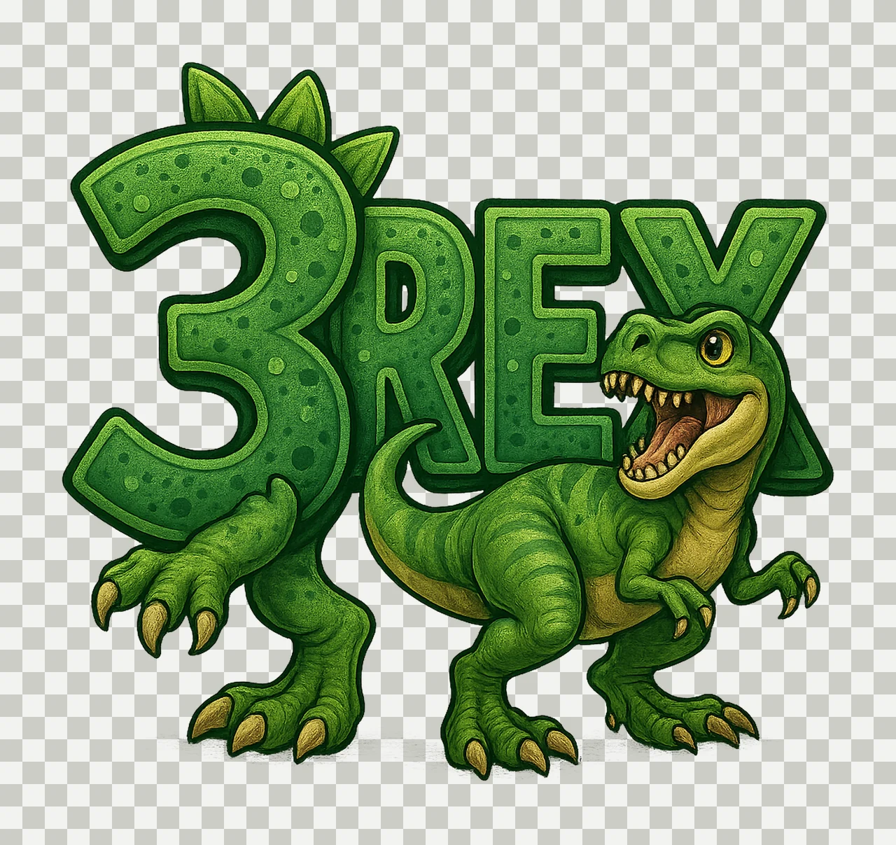 Three Rex Sublimation Design Rex Birthday Dinosaur Party transparency and detail preview thumbnail