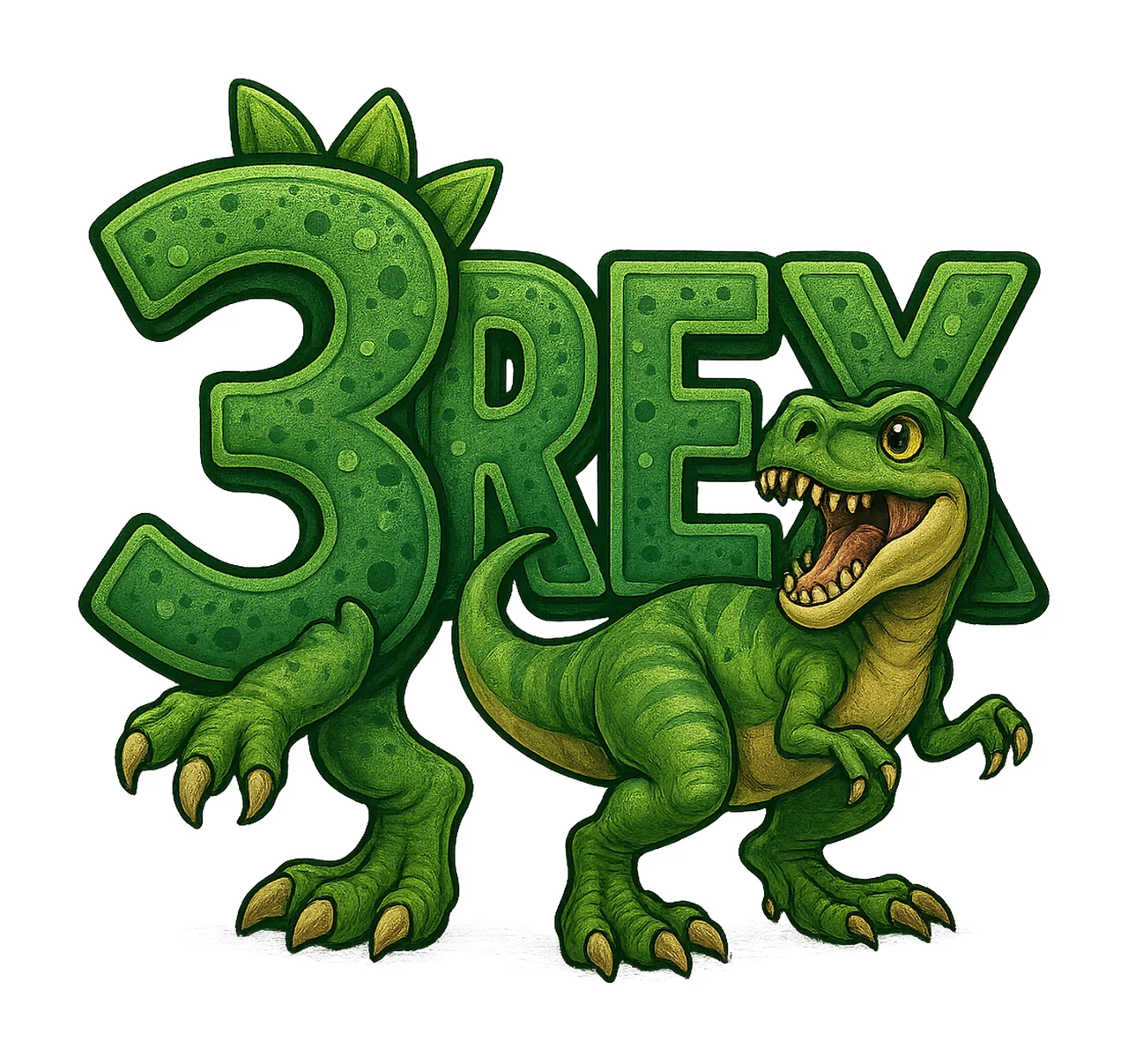Three Rex Sublimation Design Rex Birthday Dinosaur Party