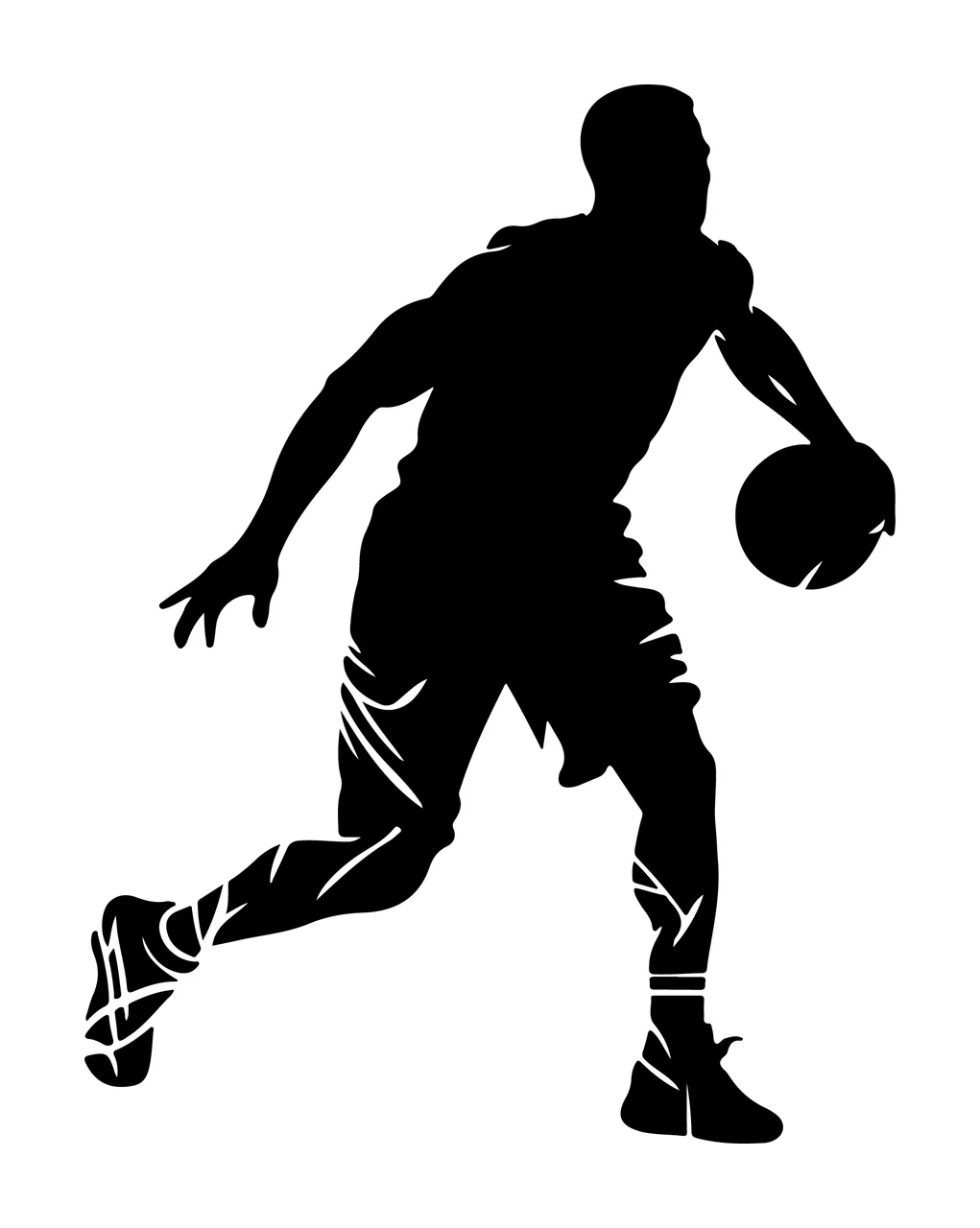 Player Basketball Dribbling Ball Silhouette person black white