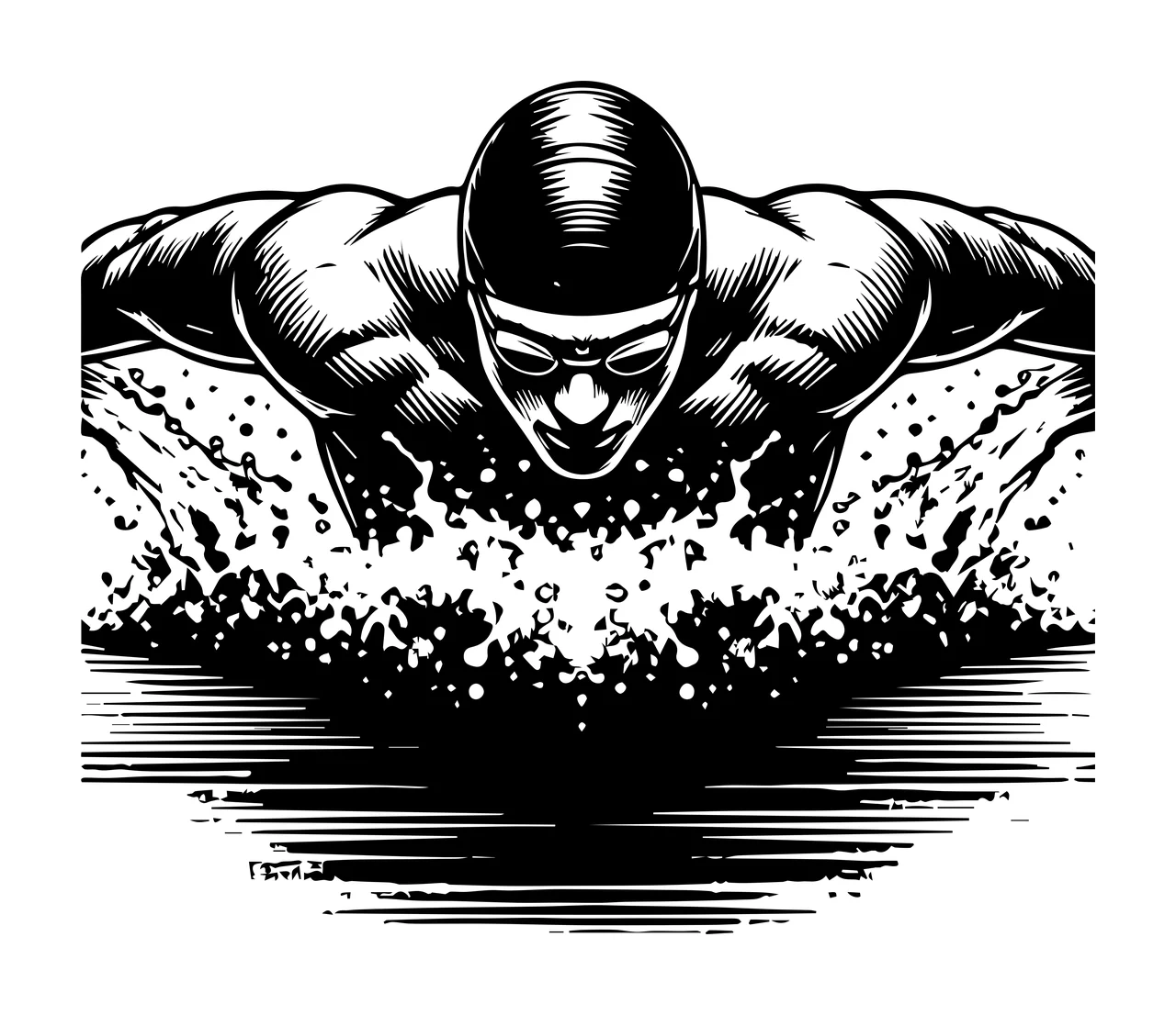 Swimming Swimmer In Butterfly Stroke Water Wave Goggles Engraving