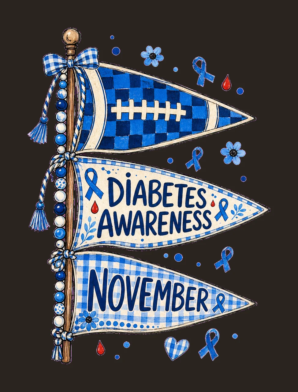 Diabetes Awareness Blue Pennant Flags bundle 01 contrast preview thumbnail
