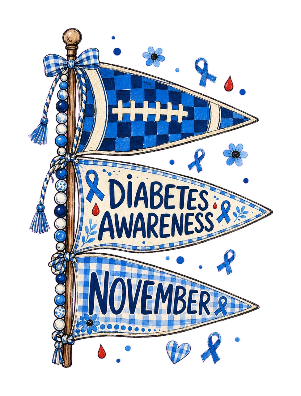 Diabetes Awareness Blue Pennant Flags bundle 01