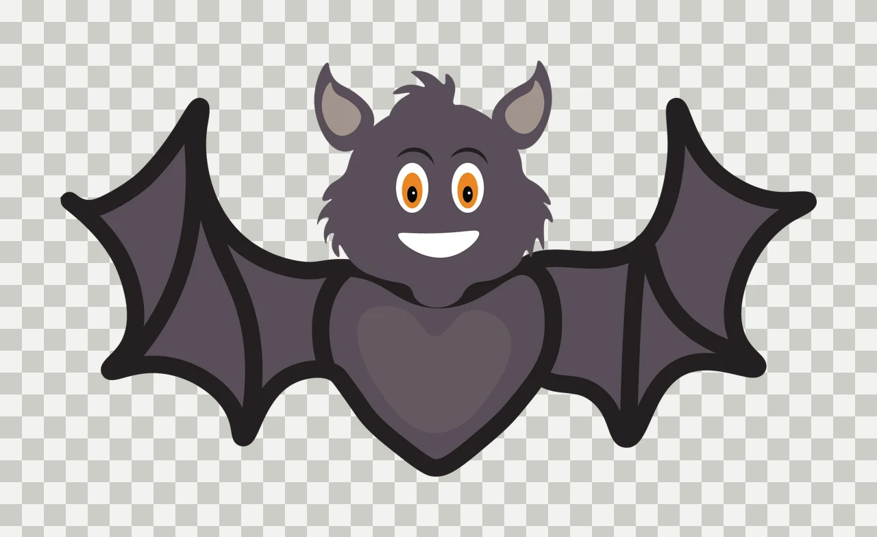 Animal Cartoon Bat Silhouette With Pointed Ears flying wings transparency and detail preview thumbnail