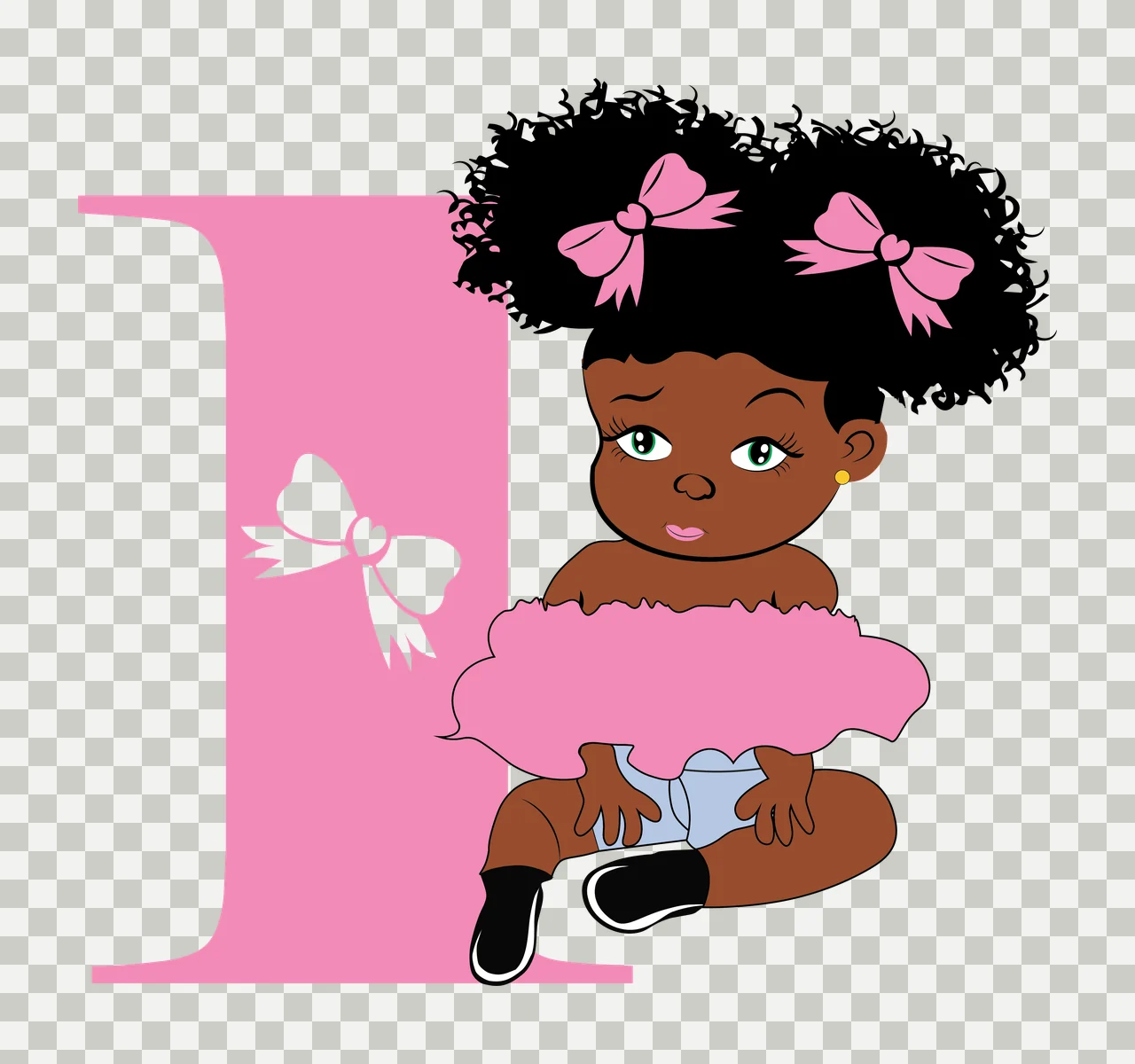 Black I Silhouette Of A Curly Haired Figure sitting letter transparency and detail preview thumbnail