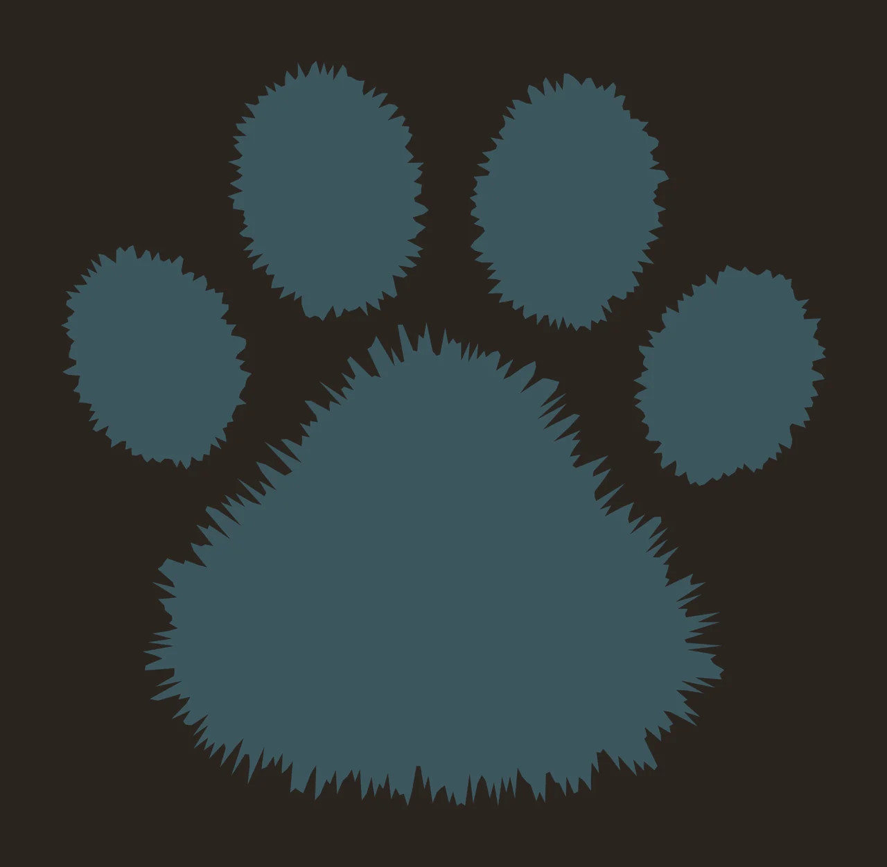 Furry Animal Paw Print Silhouette Patterning toes pad Textured contrast preview thumbnail