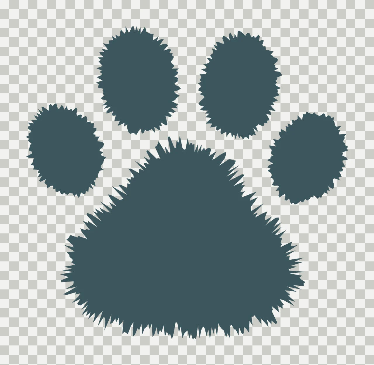 Furry Animal Paw Print Silhouette Patterning toes pad Textured transparency and detail preview thumbnail