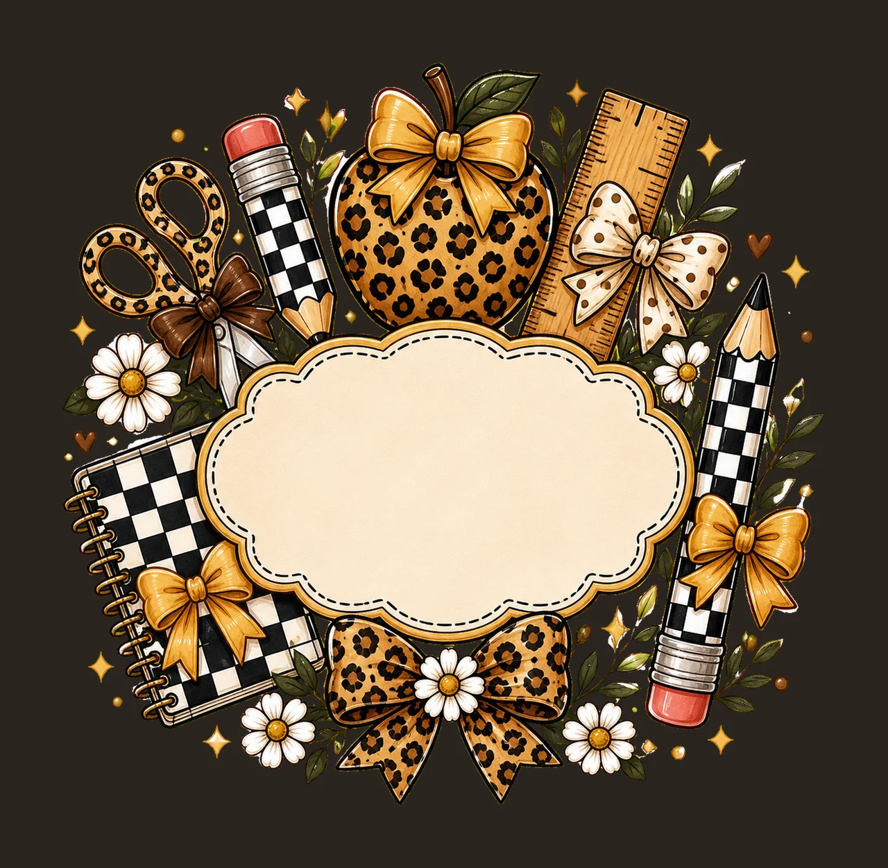 Stationery Elements Framing With Apple And Ruler pencil contrast preview thumbnail