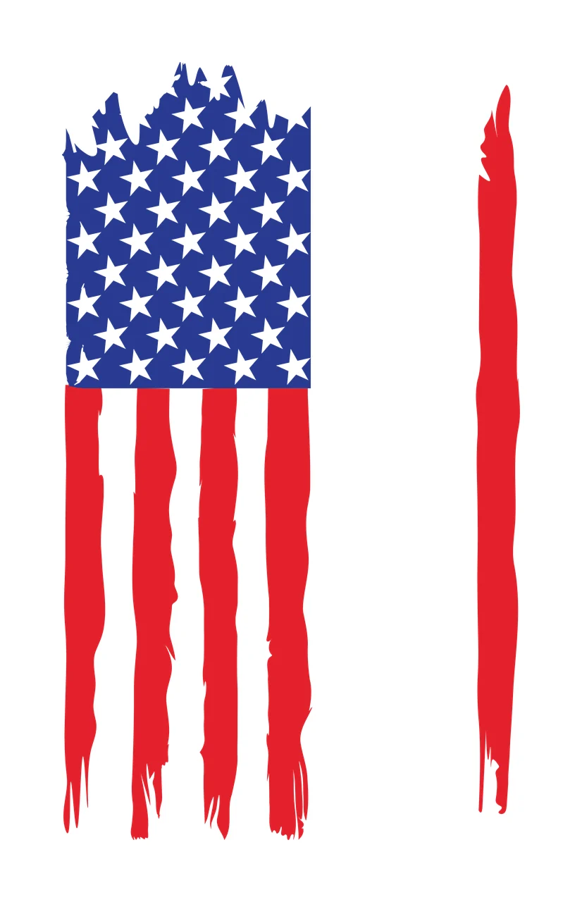 Flag Vertical Distressed Graphic With Stars And Long stripes