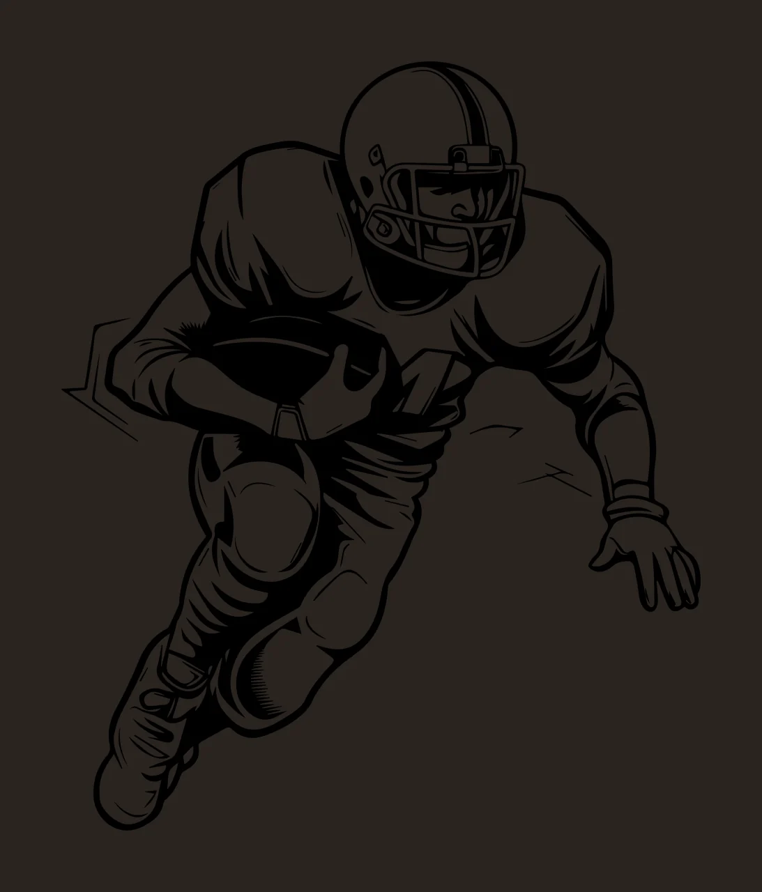 Football Player Running Line Illustration helmet art black contrast preview thumbnail