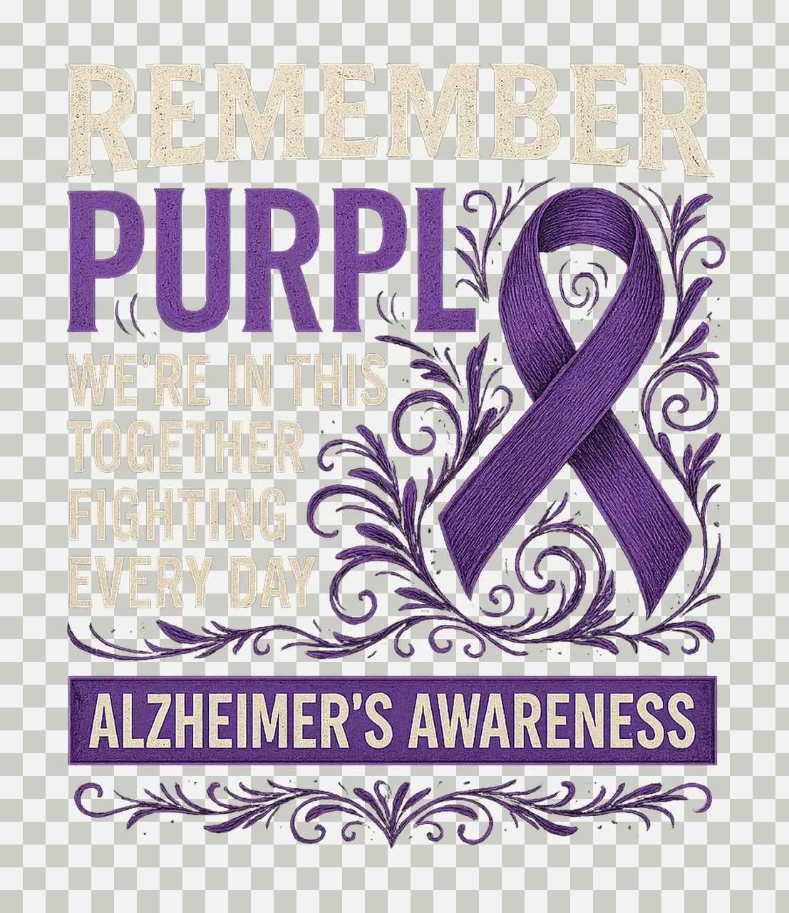 Alzheimers Awareness Remember Purple Ribbon Artwork Health transparency and detail preview thumbnail