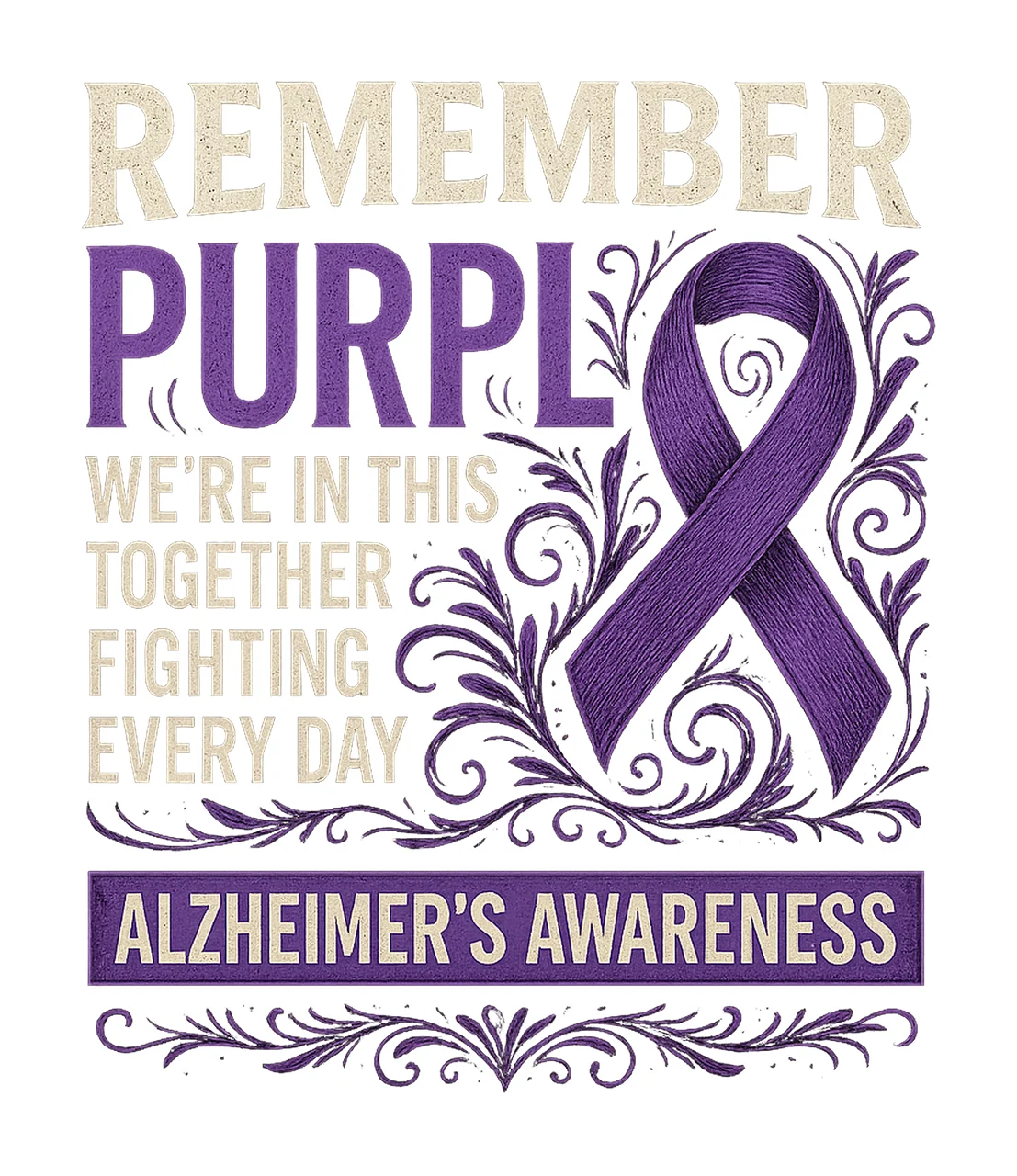 Alzheimers Awareness Remember Purple Ribbon Artwork Health