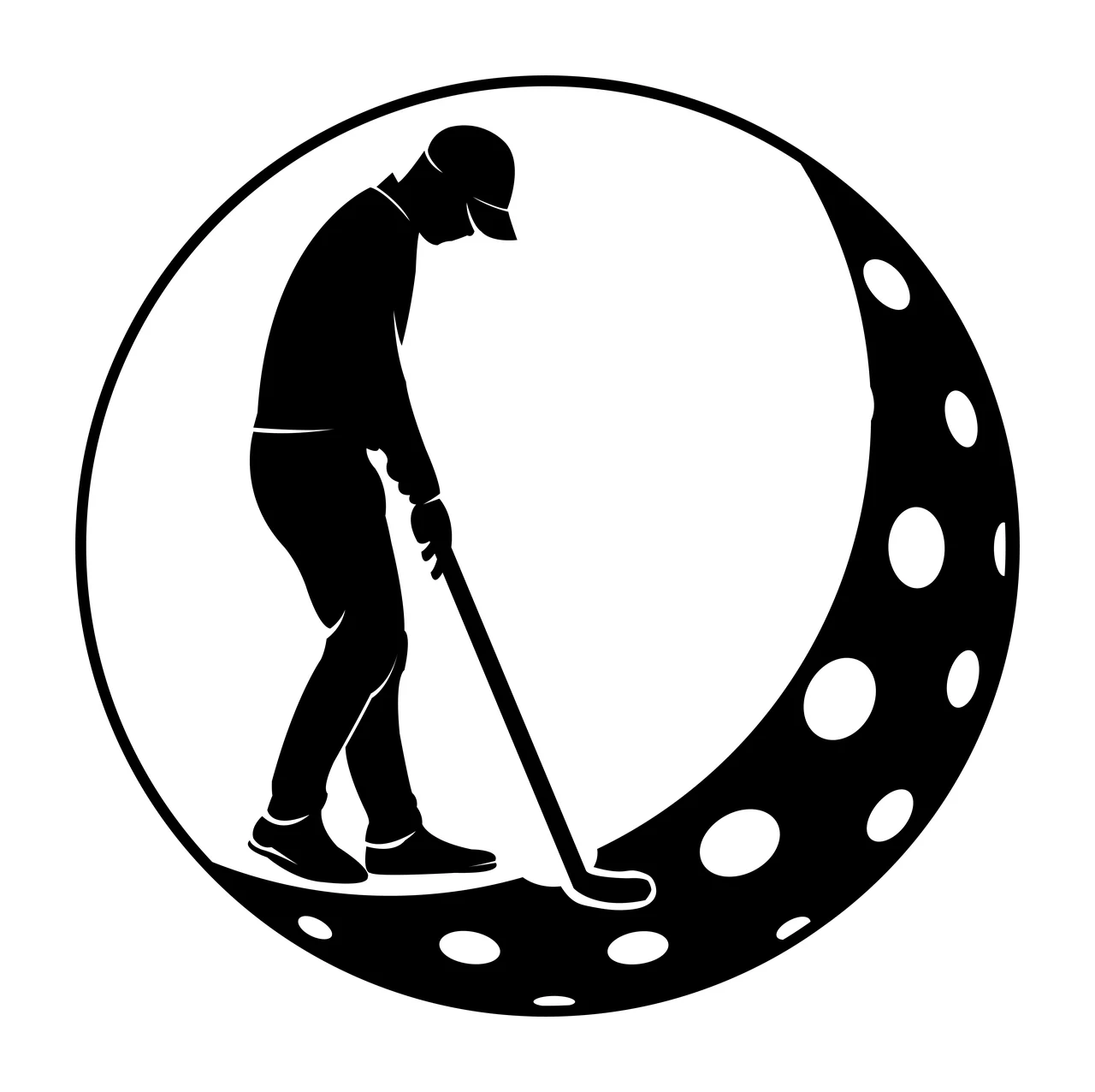 Golf Golfer Silhouette Standing Inside A Large Dimpled putting
