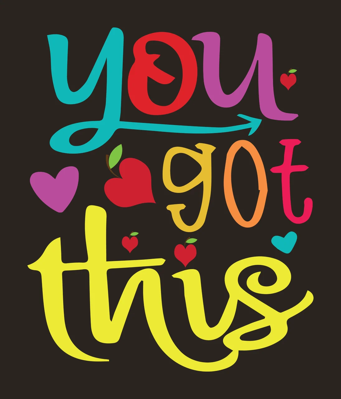 You Got This Script Text Graphic inspirational words hearts contrast preview thumbnail