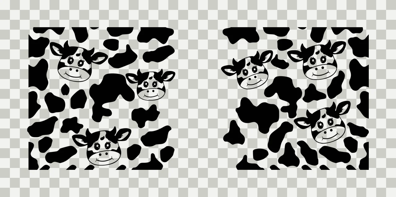 Cow Can Glass Wrap Black And White Cattle pattern repeating transparency and detail preview thumbnail