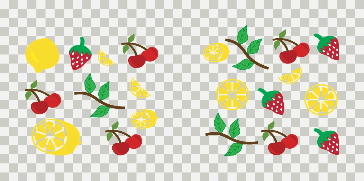 Can Glass Wrap Assorted Fruit And Leaf Silhouette lemon cherry transparency and detail preview thumbnail