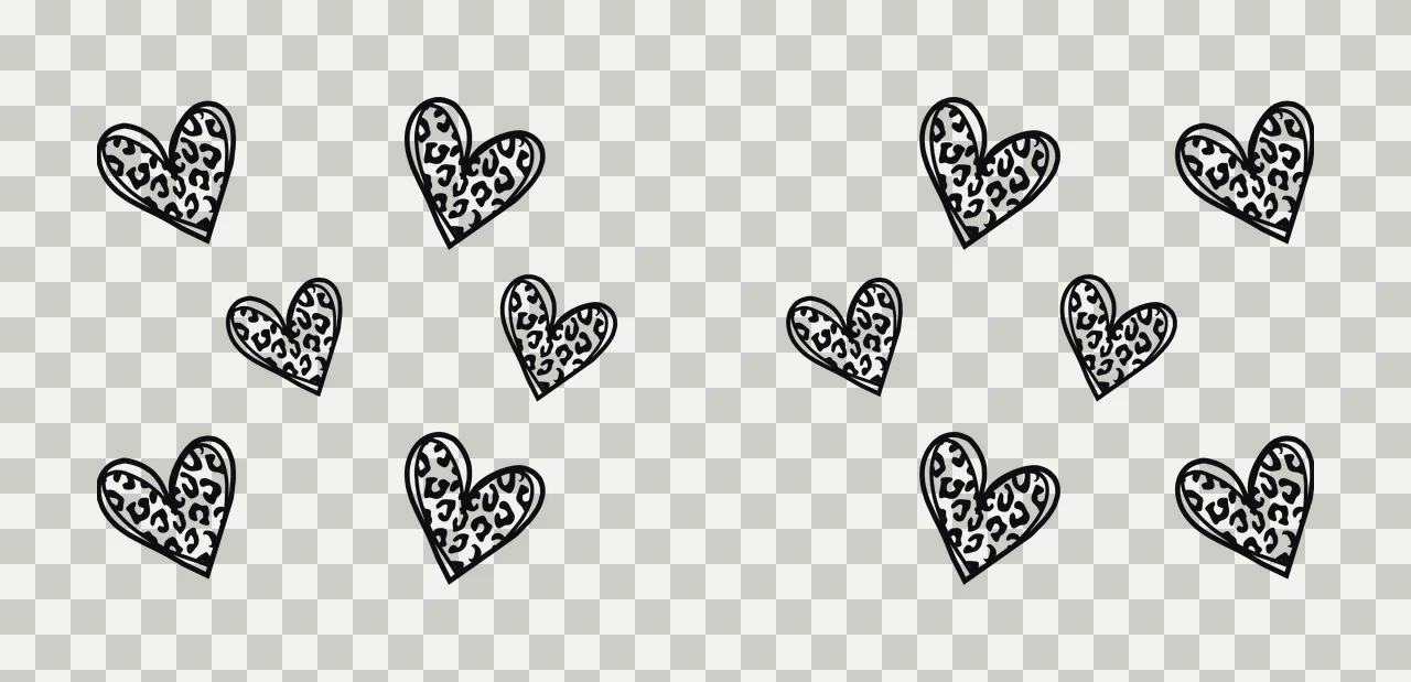 Heart Can Glass Wrap Leopard Print Shapes Repeating scattered transparency and detail preview thumbnail