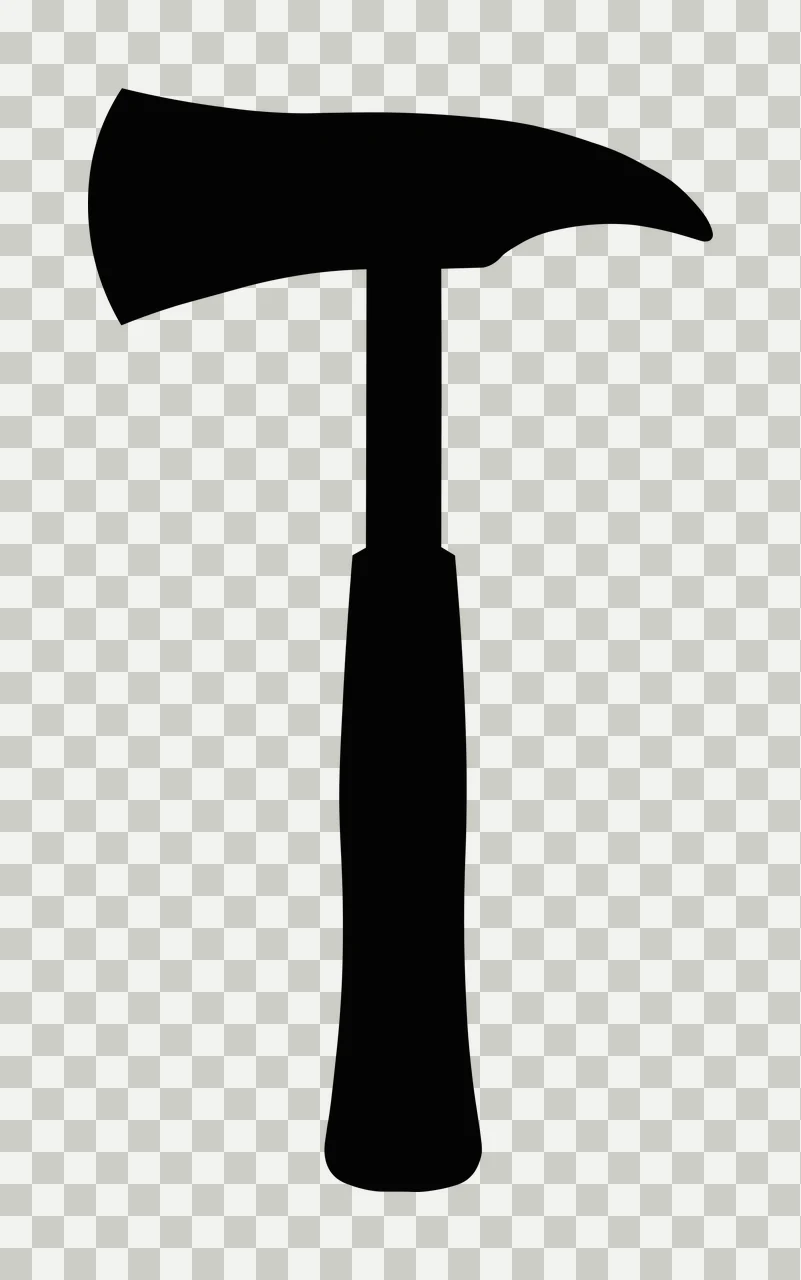 A Black Fire Axe Silhouette With Long Vertical blade handle transparency and detail preview thumbnail