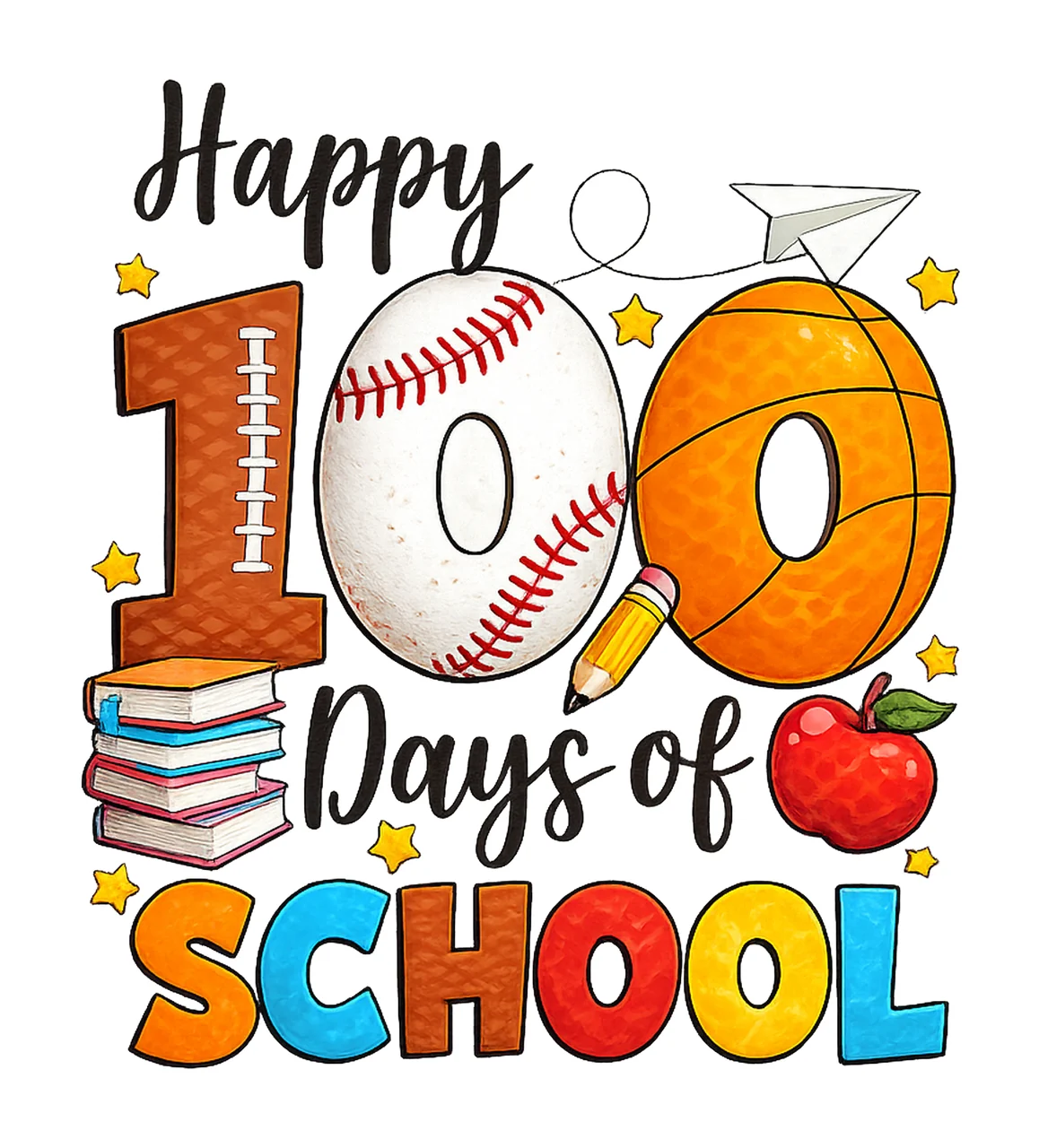 Happy 100 Days of School Kids Sports Shirt Design School