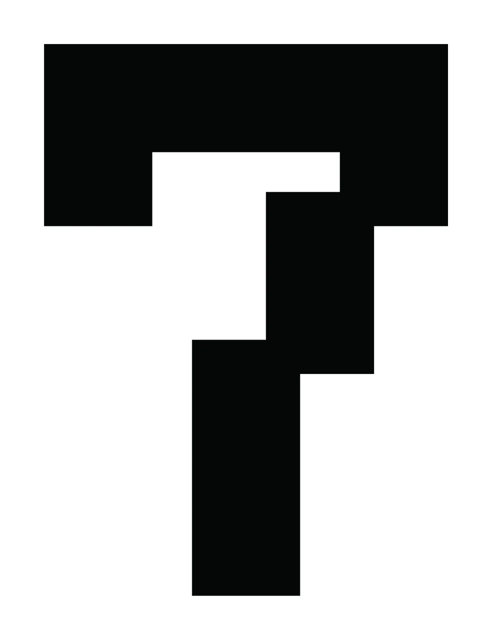 Number 7 Bold Black Pixelated Digit Seven pixels pixel art