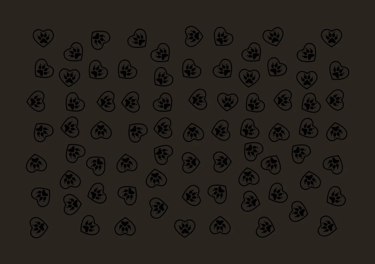 Line Art Illustration of Paw prints inside hearts with outlines and heart in black and white contrast preview thumbnail