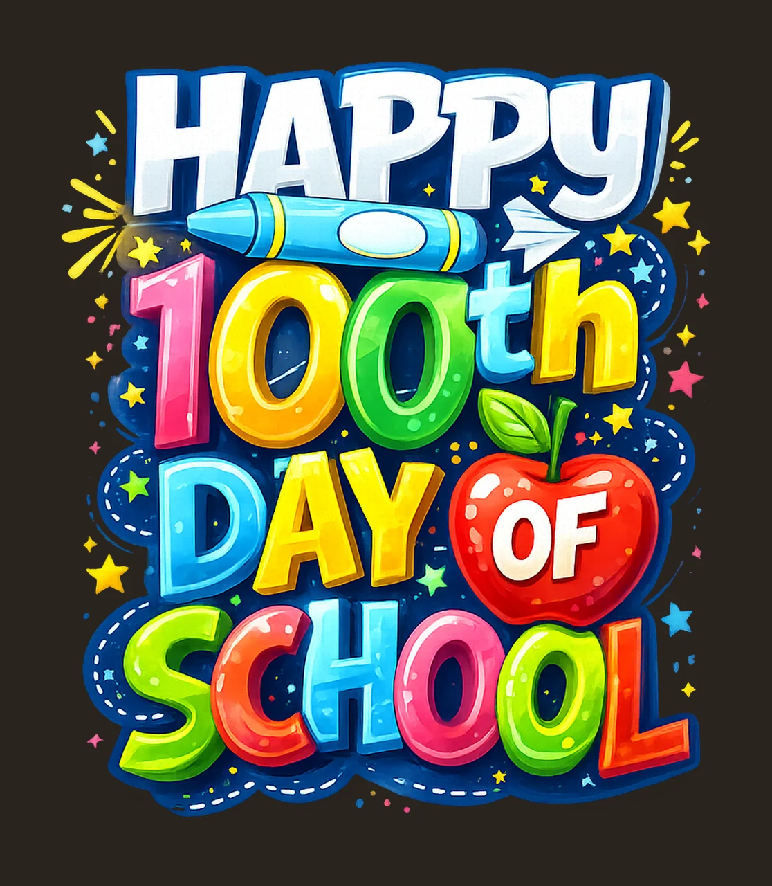 Happy 100 Days of School 100th Day of School Teacher Digital contrast preview thumbnail