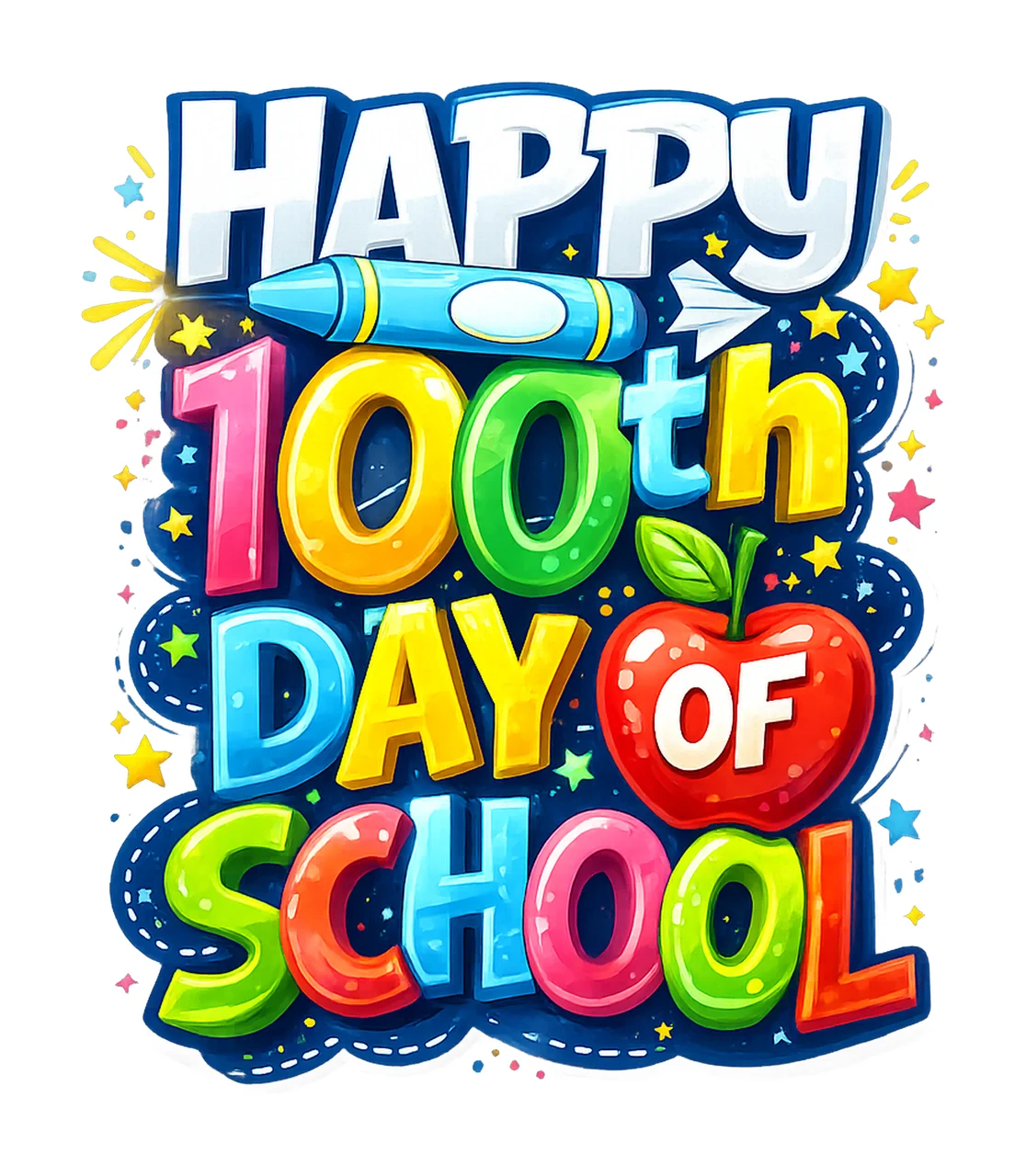 Happy 100 Days of School 100th Day of School Teacher Digital