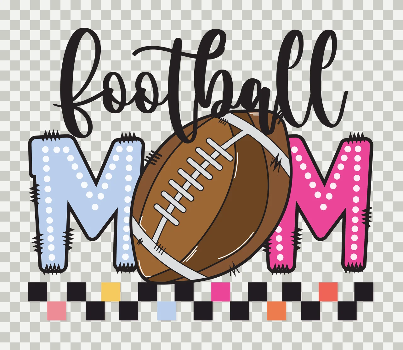 Football Mom With Checkerboard Pattern displaying typographic transparency and detail preview thumbnail