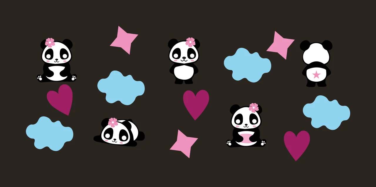 Can Glass Wrap Panda And Shape Icon Set various hearts clouds contrast preview thumbnail