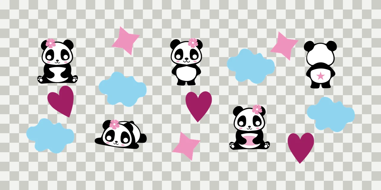 Can Glass Wrap Panda And Shape Icon Set various hearts clouds transparency and detail preview thumbnail