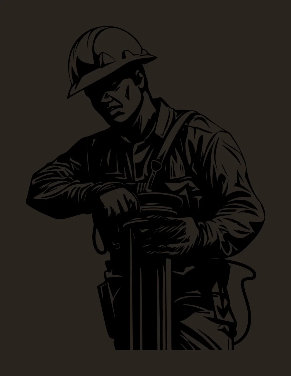 Construction Worker Holding A Pillar Silhouette hard hat black contrast preview thumbnail