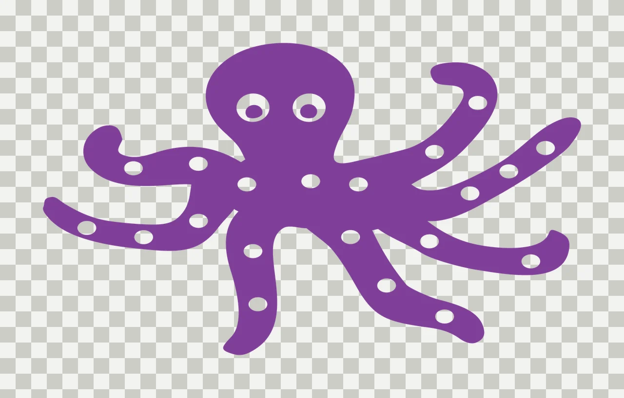 Sea Animal Polka Dot Octopus Silhouette floating eye black transparency and detail preview thumbnail