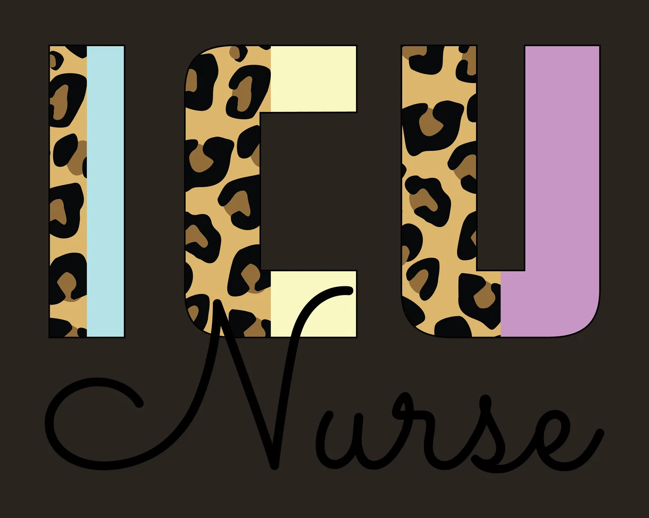 Icu Nurse Text With Leopard Print pattern typography black contrast preview thumbnail