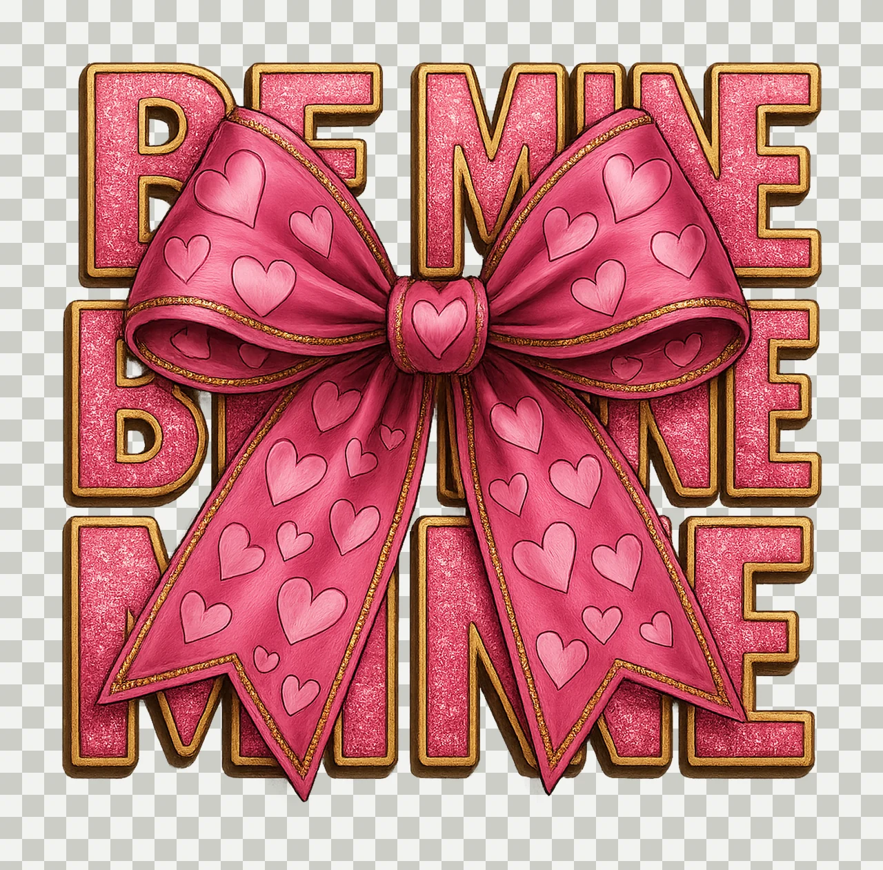 Valentine coquette heart be mine Valentine design glitter transparency and detail preview thumbnail