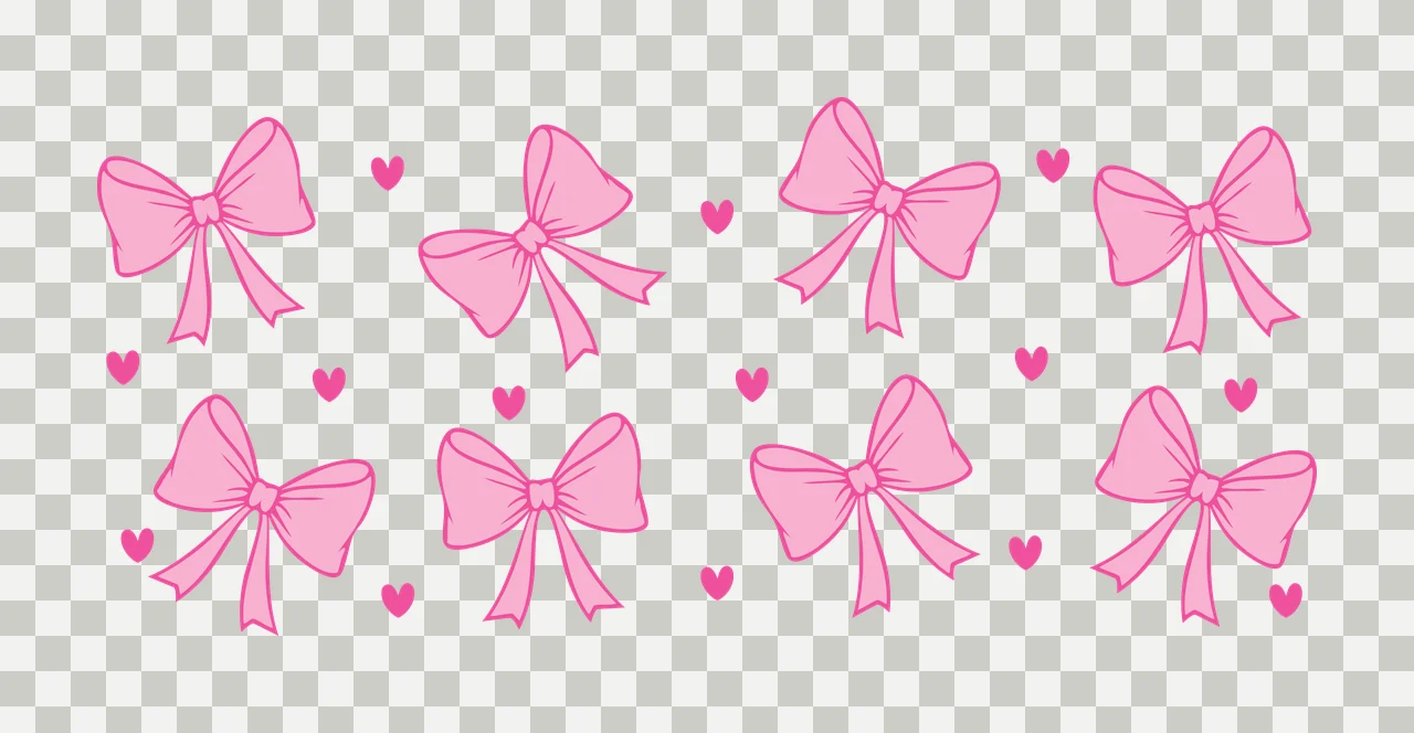 Can Glass Wrap Repeated Bow And Heart Pattern Bows hearts Repeating transparency and detail preview thumbnail