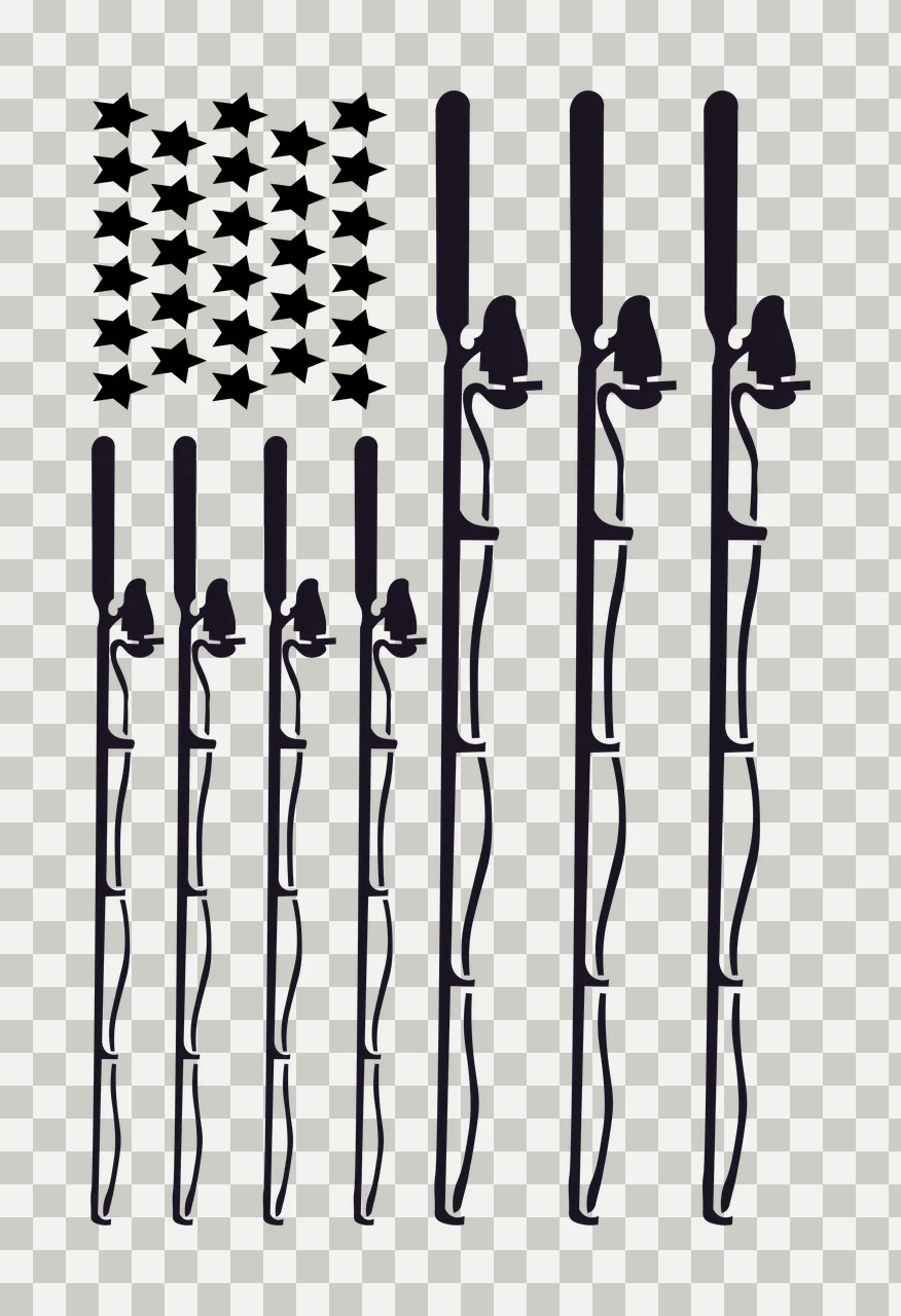 Fishing American Flag Featuring Rod Stripes stars rods black transparency and detail preview thumbnail