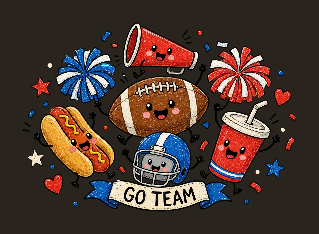 Happy Football Doodles Tailgate Game Day Variation F contrast preview thumbnail