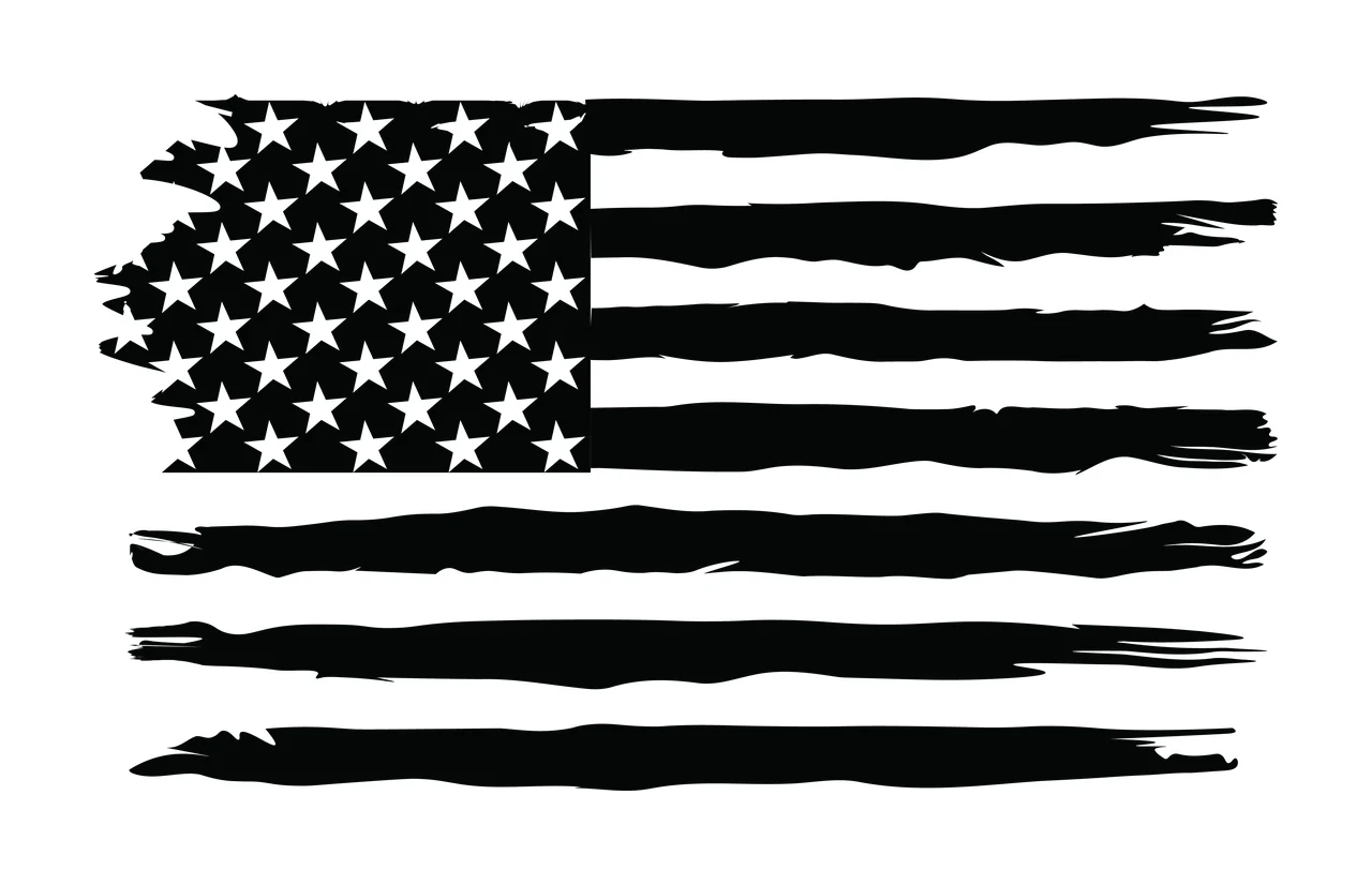 Flag Black Distressed American Horizontal Stripes stars white