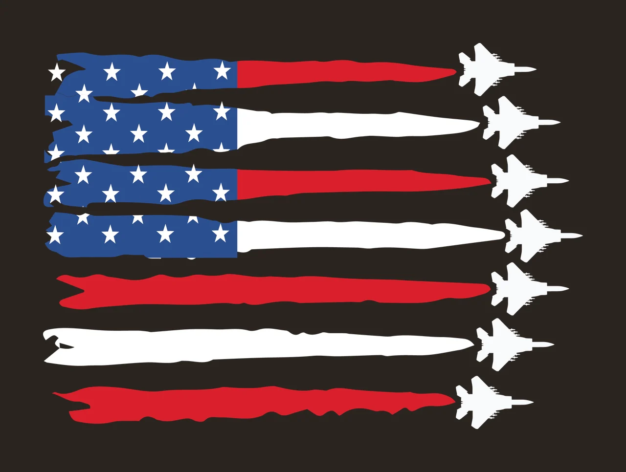Jet Flag Pattern With Aircraft Silhouettes flying stars trails contrast preview thumbnail