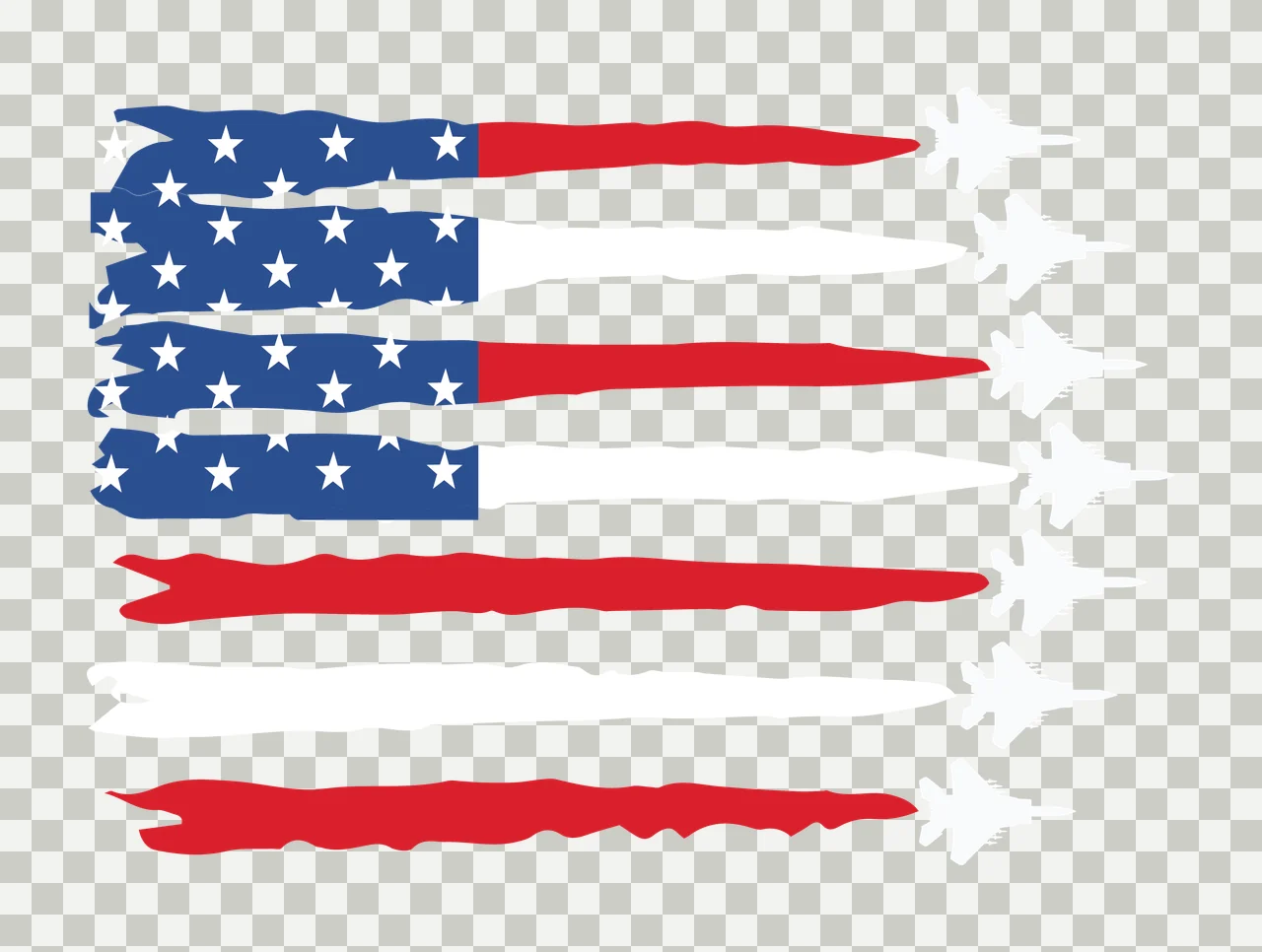 Jet Flag Pattern With Aircraft Silhouettes flying stars trails transparency and detail preview thumbnail