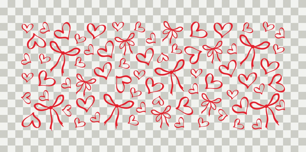 Can Glass Wrap Hearts And Ribbons Pattern Repeat bows sketch transparency and detail preview thumbnail