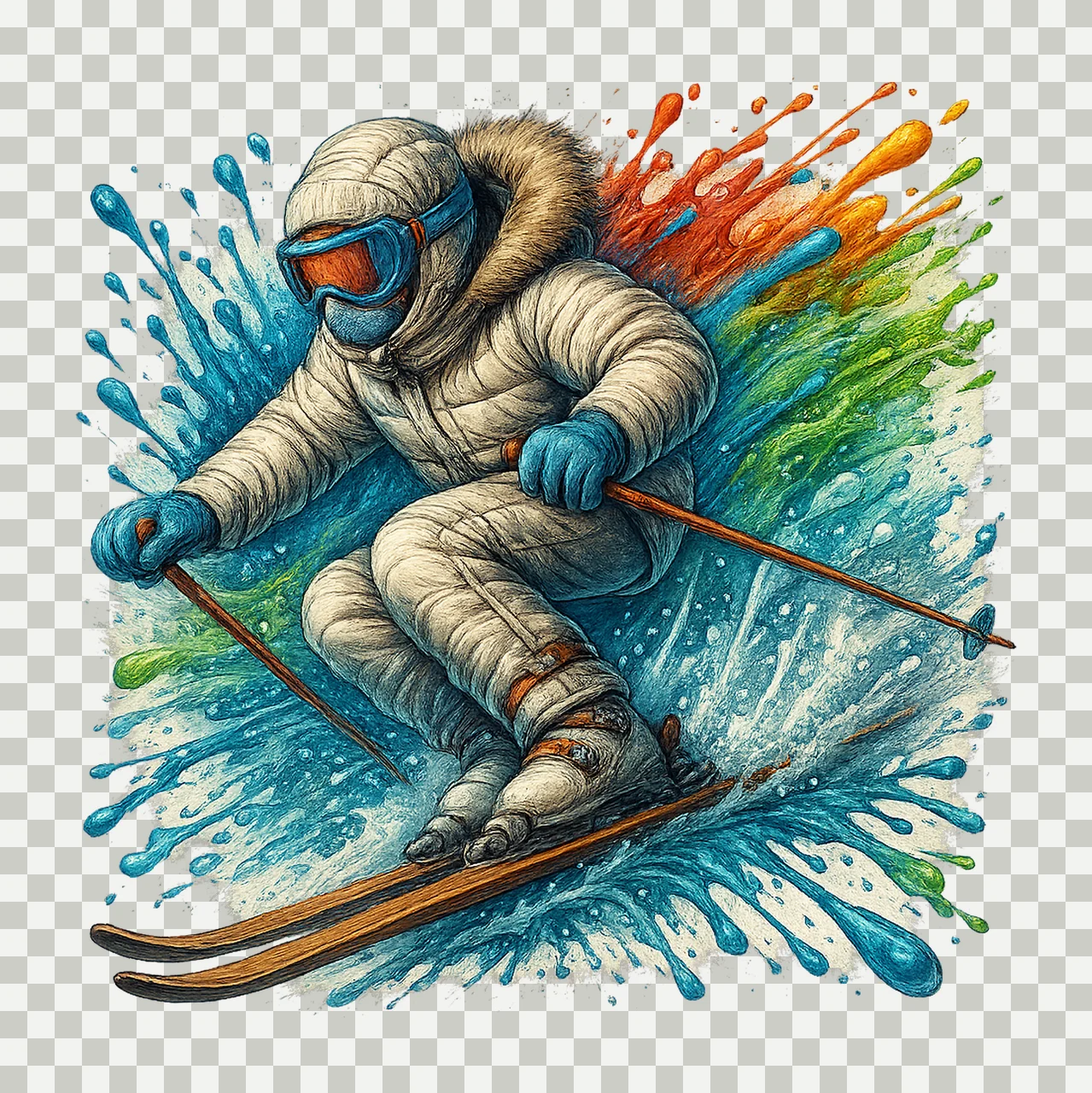 Skiing Sublimation Design Winter Sport Athlete Artwork Sport transparency and detail preview thumbnail