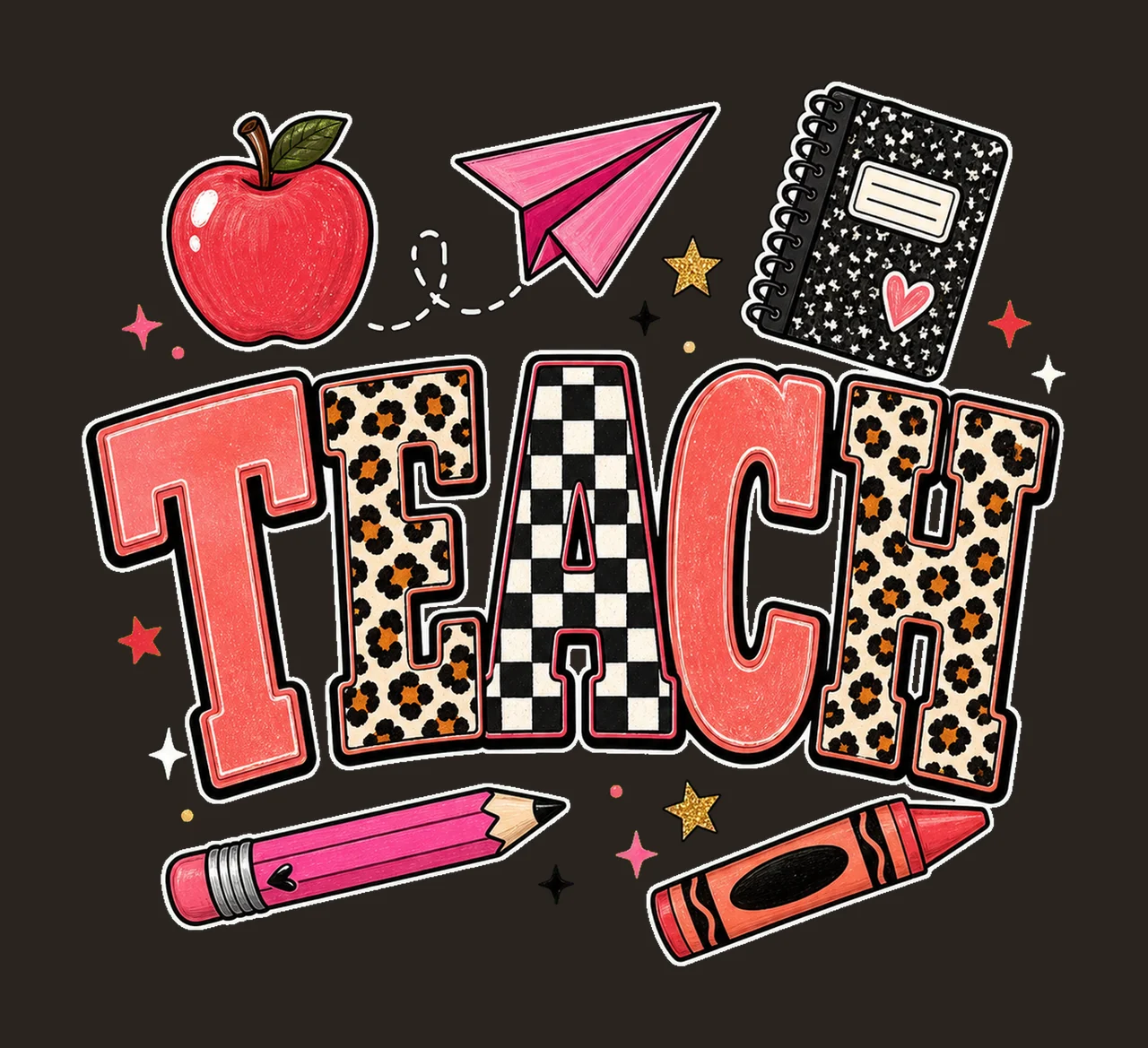 Preppy Leopard TEACHER Coquette Bow Leopar Variation A contrast preview thumbnail