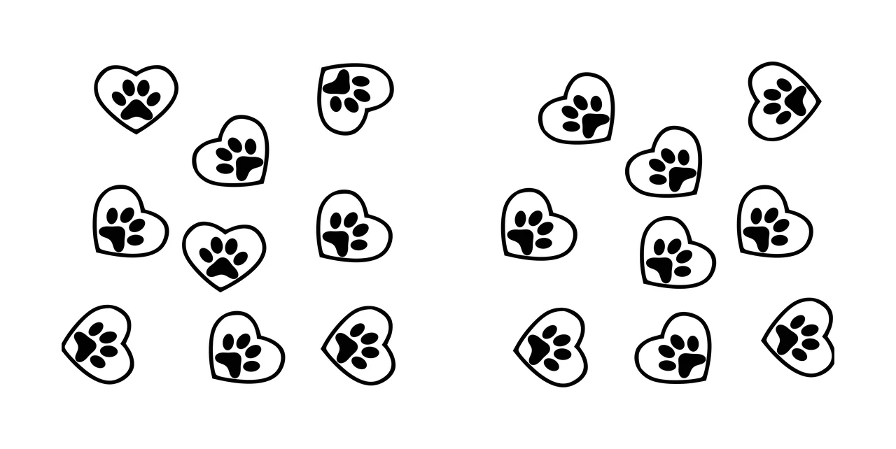 Paw Can Glass Wrap Heart Print Pattern black white animal silhouette