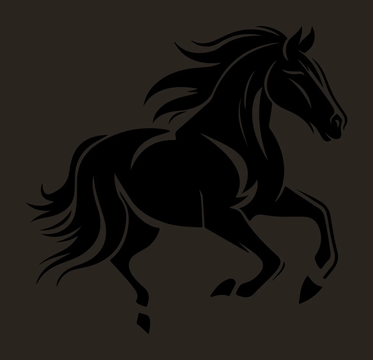 Horse Dynamic Stylized Running Silhouette With Flowing Mane tail contrast preview thumbnail